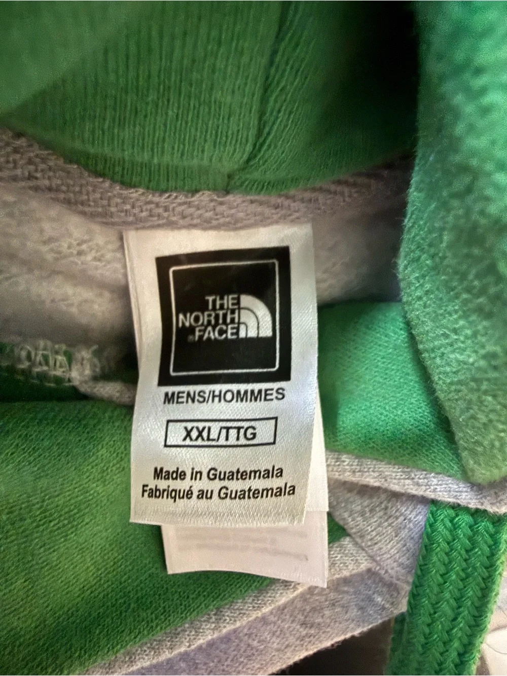 The North Face Men’s Light Gray Crewneck Hoodie with Green Accents